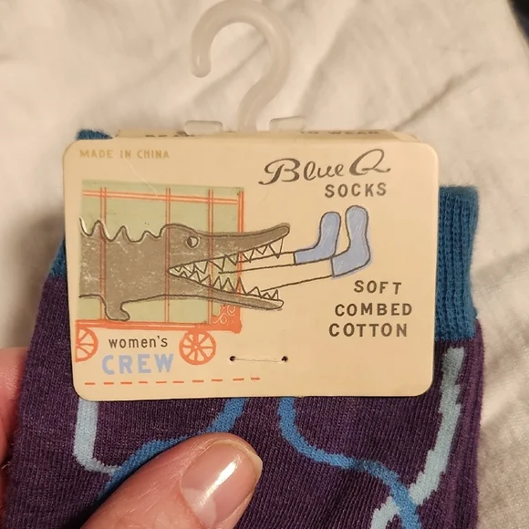 Blue Q Purple and Blue 'I Love My Job' Socks - Picture 2 of 3